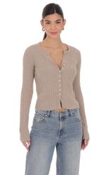 Product image for Ribbed Knit Cardigan in Cream