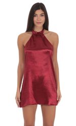 Product image for Satin Halter Shift Dress in Maroon