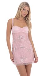 Product image for Sequin Lace Mini Dress in Pink