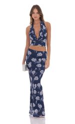 Product image for Mesh Plunge Neck Two Piece Set in Maroon