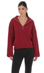 Product image for Knit Quarter-Zip Jumper in Maroon