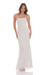 Picture of Polka Dot Open Back Maxi Dress in White
