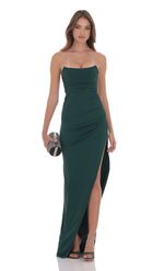 Product image for Corset Strapless Maxi Dress in Green