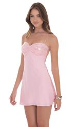 Product image for Satin Sequin Bust Dress in Pink