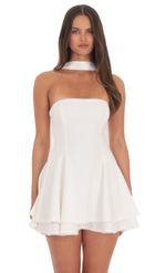 Product image for Satin Scarf Strapless Dress in White