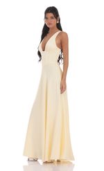 Product image for Satin Plunge Neck Corset Maxi Dress in Mauve