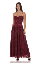 Product image for Embroidered Striped Maxi Dress in Yellow