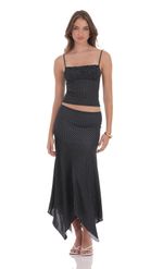 Picture of Polka Dot Asymmetrical Maxi Skirt in Black