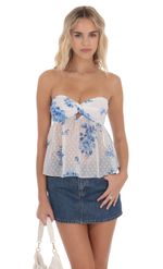 Product image for Dotted Strapless Babydoll Top in Black