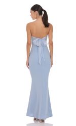 Product image for Back Bow Strapless Maxi Dress in Light Blue