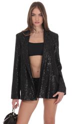Product image for Double Breasted Sequin Blazer in Silver