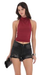 Picture of Distressed High Waisted Denim Shorts in Blue