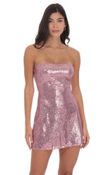 Product image for Sequin Strapless Dress in Pink Rose