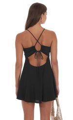 Product image for Shimmer Pinstripe Fit and Flare Dress in Maroon