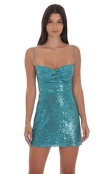 Product image for Sequin Front Twist Bodycon Dress in Gold