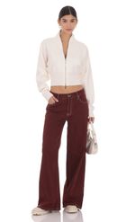 Product image for Mid Rise Wide Leg Jeans in Burgundy