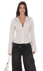 Изображение товара для Белая рубашка в тонкую полоску на пуговицах