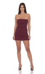 Product image for Strapless Striped Top in Burgundy