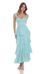 Picture of Floral Ruffle Maxi Dress in Pink
