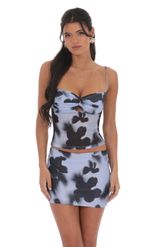 Picture of Twist Floral Mesh Two Piece Set in Pink