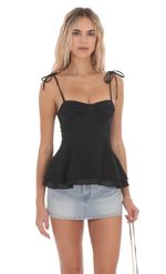Picture of Shoulder Tie Flare Top in Pink