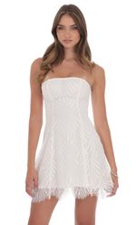 Product image for Strapless Lace Hem Dress in White