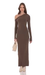 Product image for Off Shoulder Long Sleeve Maxi Dress in Red