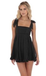 Product image for Shimmer Ruffle Babydoll Dress in Blue