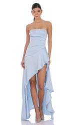 Product image for Satin High Low Maxi Dress in Light Blue