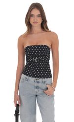 Picture of Polka Dot Strapless Buckle Top in Black