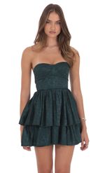 Product image for Jacquard Corset A-line Dress in Green