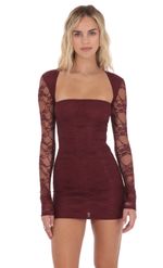 Product image for Mesh Long Sleeve Bodycon in Maroon