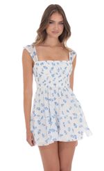 Picture of Chiffon Floral Cap Sleeve Dress in White
