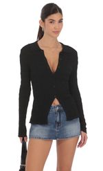 Product image for Textured Ribbed Top in Blue