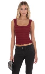 Product image for Ruffle Lace Tank Top in Burgundy