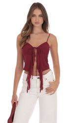 Product image for Mesh Front Tassel Top in Blue