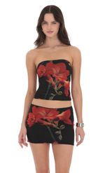 Picture of Mesh Floral Tube Top in Black