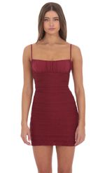 Product image for Crinkle Bodycon Dress in Burgundy