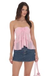 Product image for Chiffon Strapless Ruffle Top in White