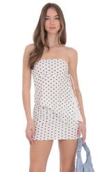 Product image for Polka Dot Mesh Strapless Two Piece Set in White