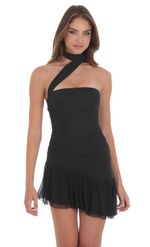 Product image for Asymmetrical Mesh Scarf Dress in Black