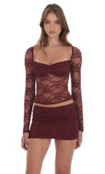 Product image for Sheer Lace Skirt in Burgundy