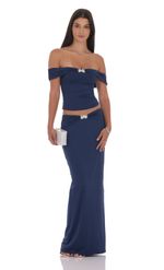 Product image for Embellished Off Shoulder Top in Light Blue