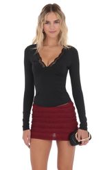 Product image for Ruffle Lace Tank Top in Burgundy