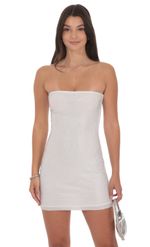 Product image for Rhinestone Strapless Bodycon Dress in White