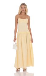 Picture of Embroidered Striped Maxi Dress in Yellow