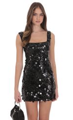 Product image for Circle Sequin Square Neck Dress in Silver