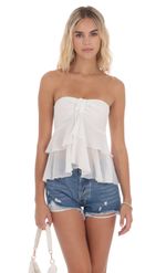Product image for Chiffon Strapless Ruffle Top in White