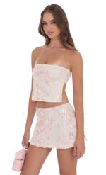 Product image for Floral Sequin Strapless Skirt in Cream