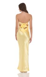 Product image for Crinkle Satin Open Back Maxi Dress in Yellow